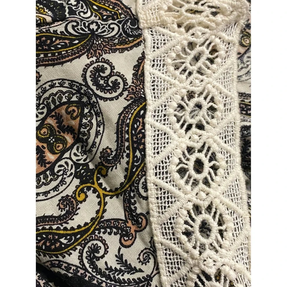 Charlotte Russe Womens Paisley Cold Shoulder Romper Crochet Lace Olive Black‎ L